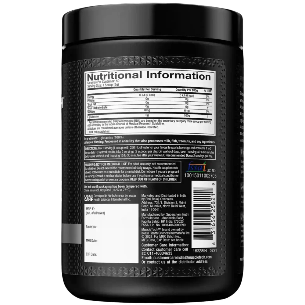 Muscletech Platinum 100% Glutamine 250g Unflavored - Image 2