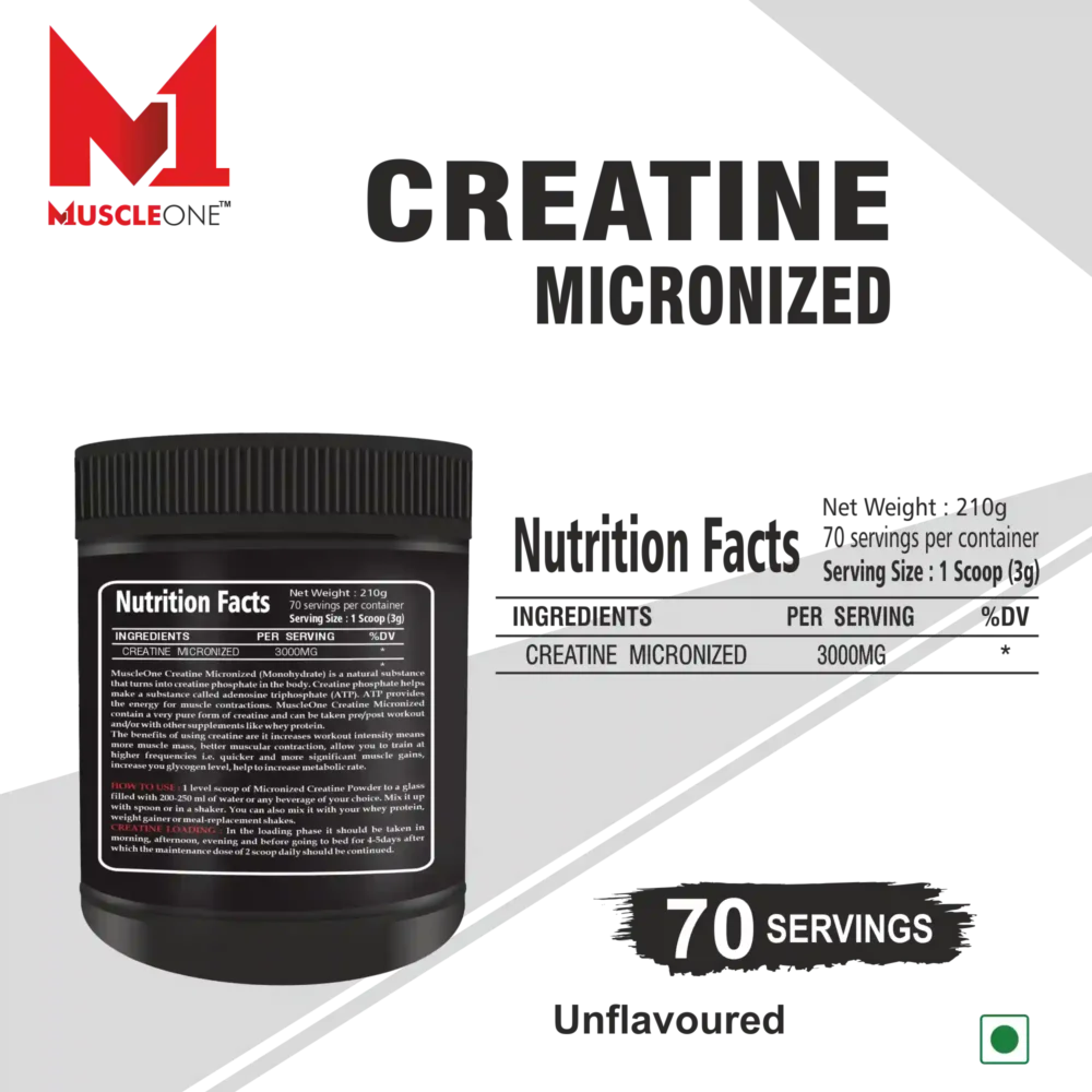 Muscle One Creatine Micronized Monohydrate 210g Unflavored - Image 4