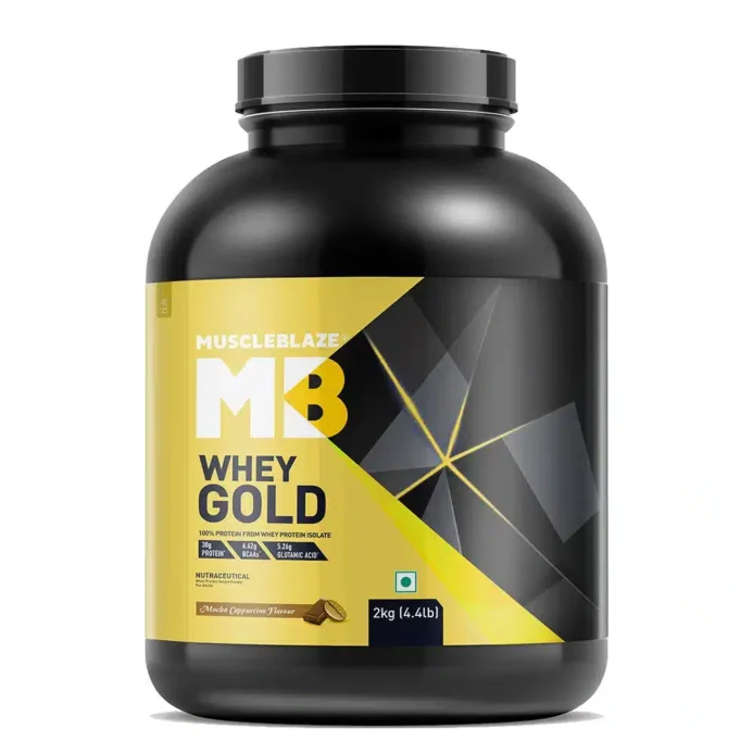 MuscleBlaze Whey Gold 100% Whey Protein Isolate 2 kg (4.4 lb) Mocha Cappuccino - Image 1