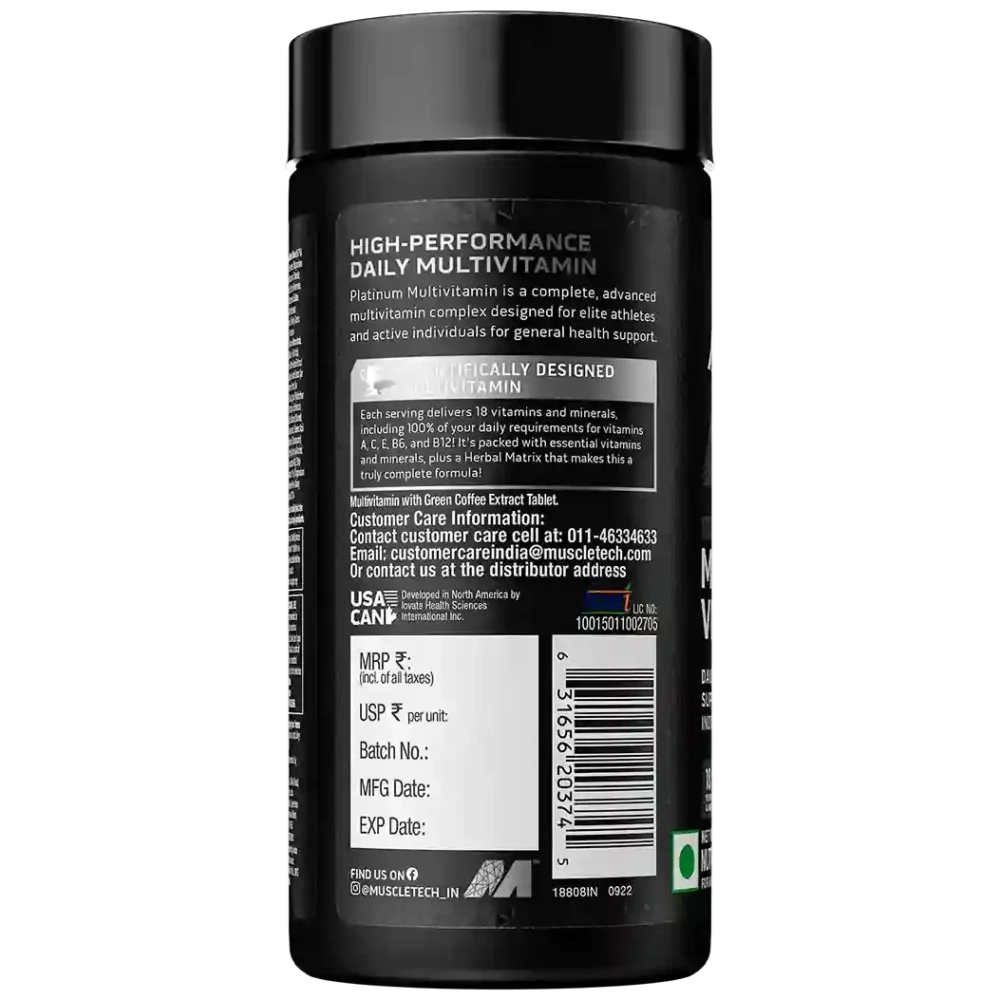 Muscletech Platinum Multivitamin 60 Tablets - Image 3